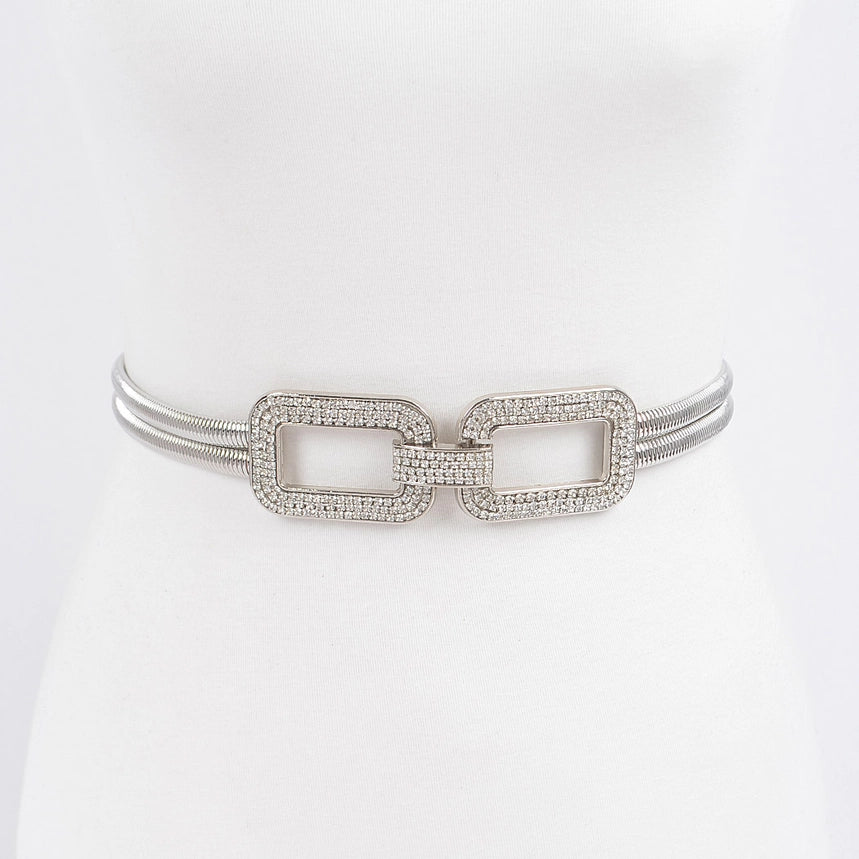 Rhinestone Metal Stretch Belt