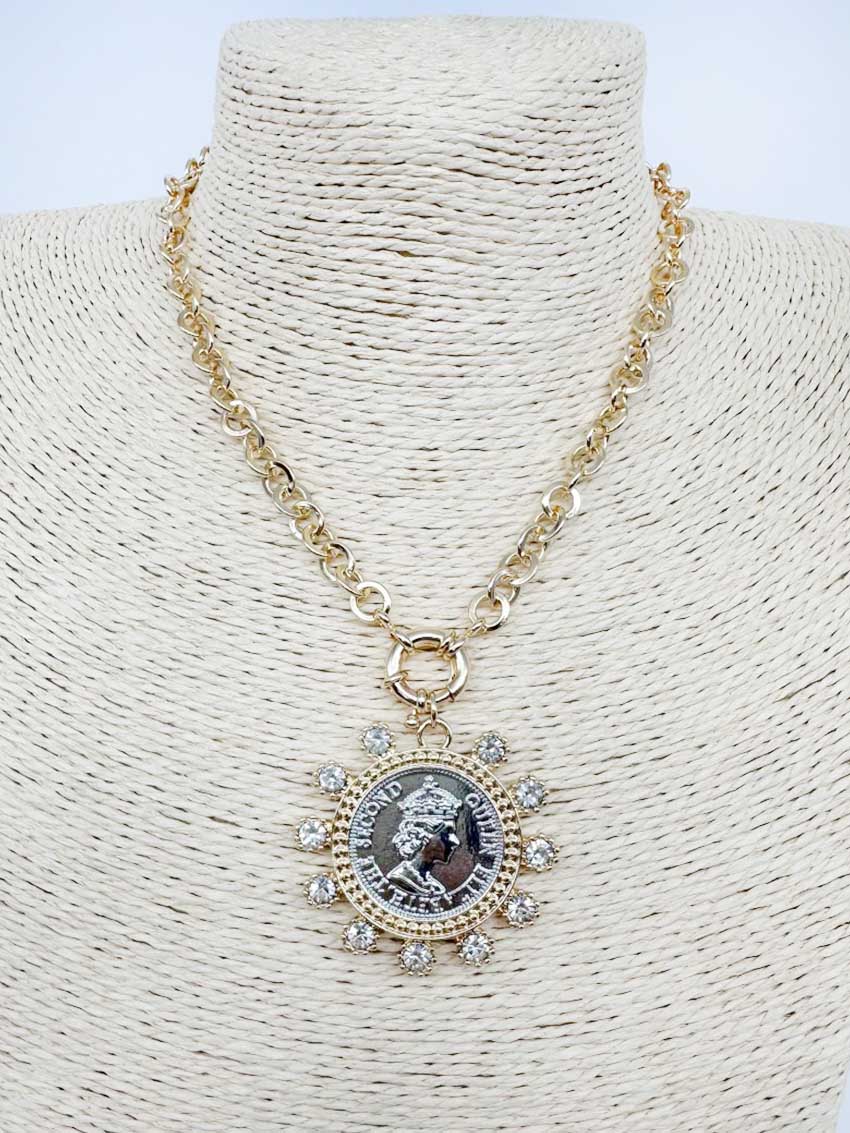 Coin Rhinestone Necklace