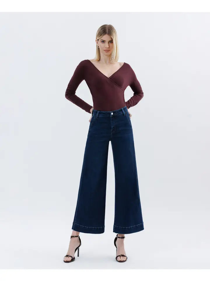 High Rise Wide Ankle Jeans