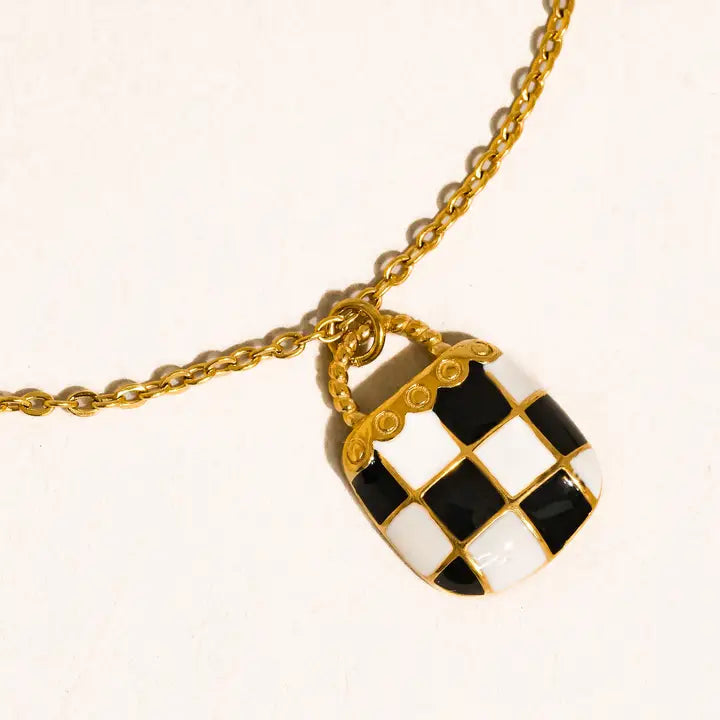 Checkered Pendant Necklace