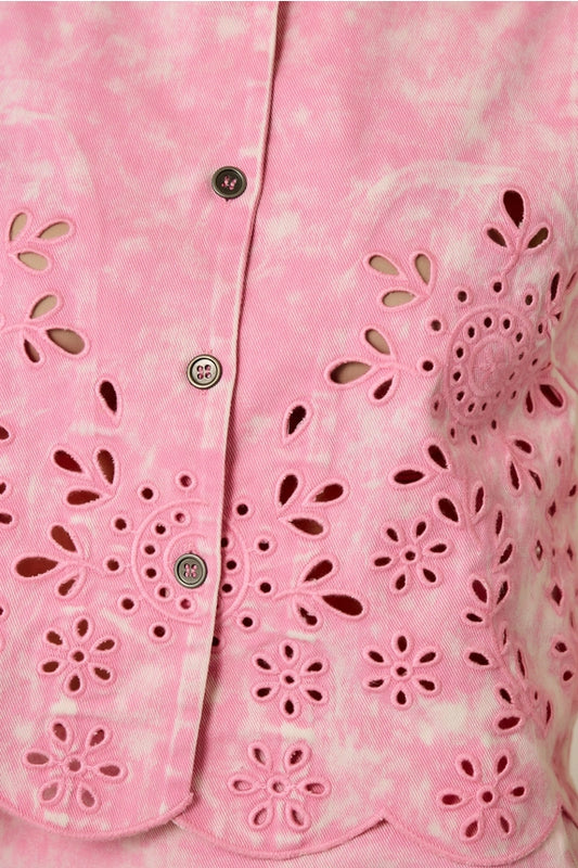 Acid Washed Eyelet Vest