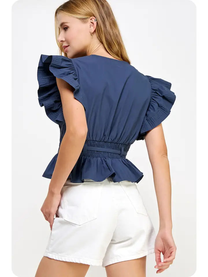 Flutter Sleeve Peplum Top