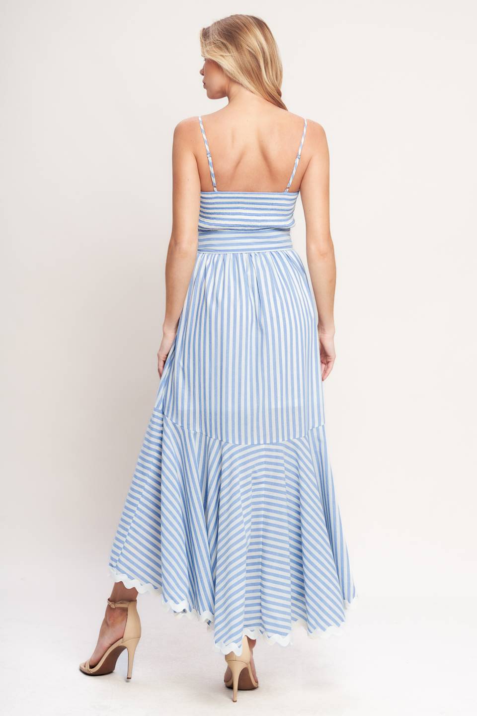 Strappy Striped Midi Dress