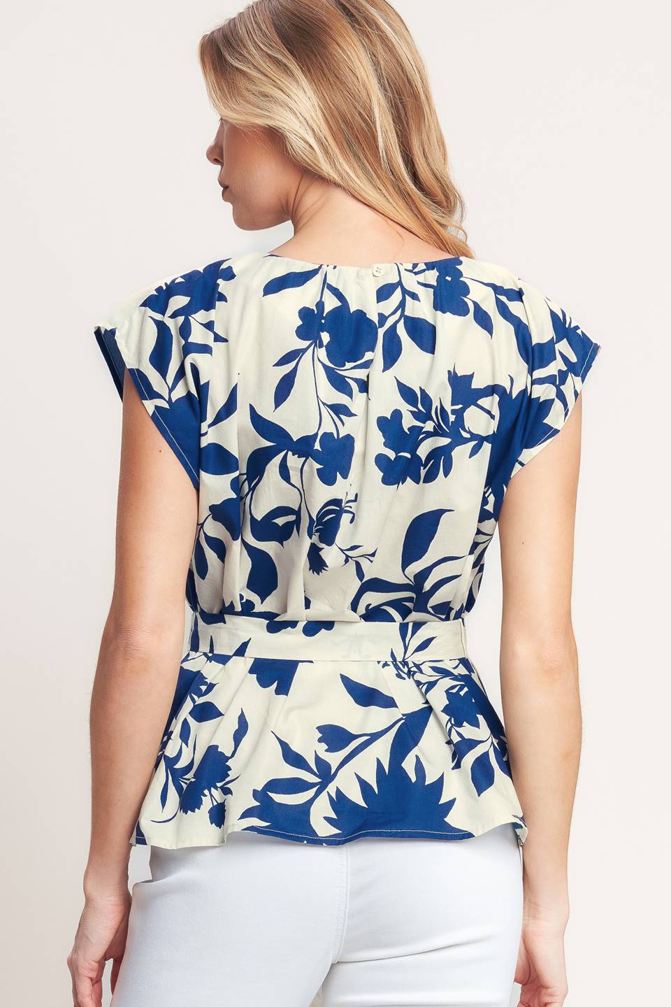 Floral Top with Sash Tie
