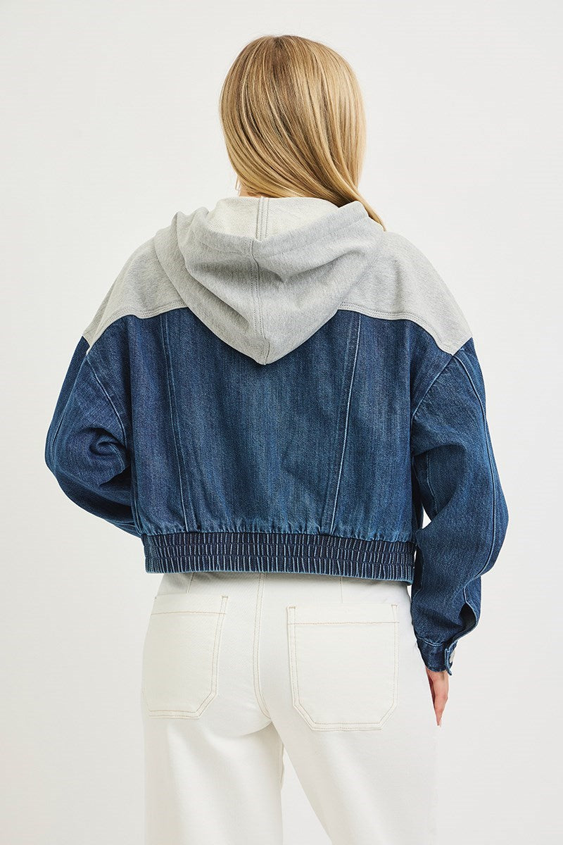 Contrast Hooded Bomber Jacket