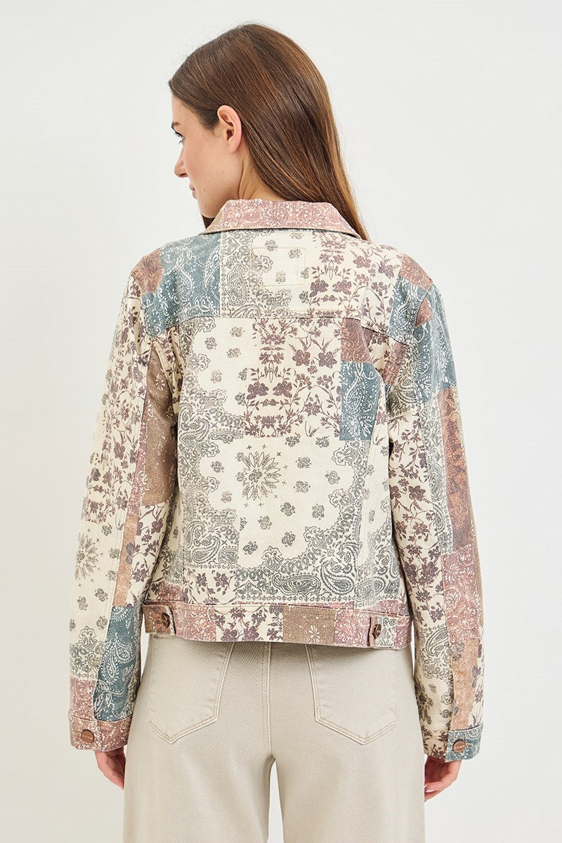 Paisley Print Denim Jacket