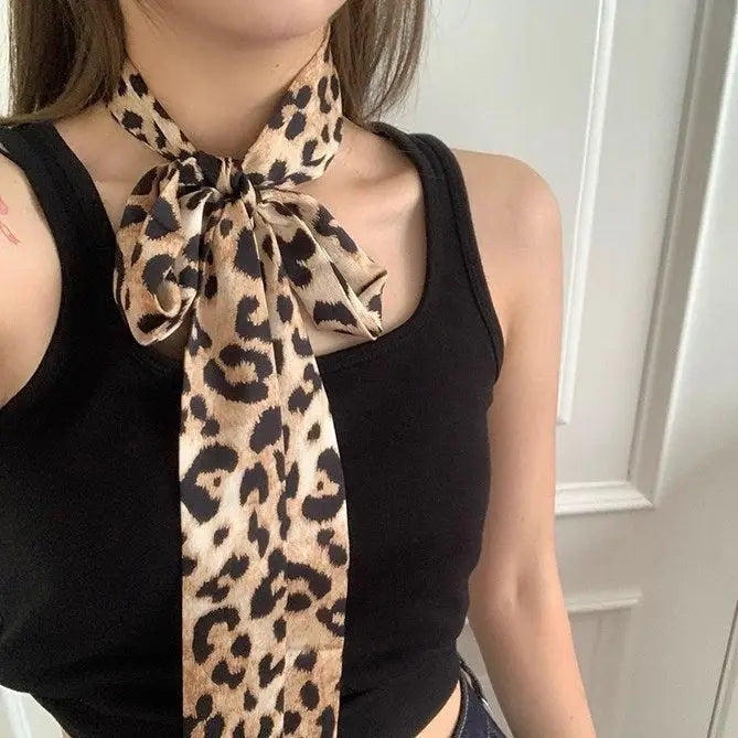 Leopard Print Waist Belt Silk Scarf