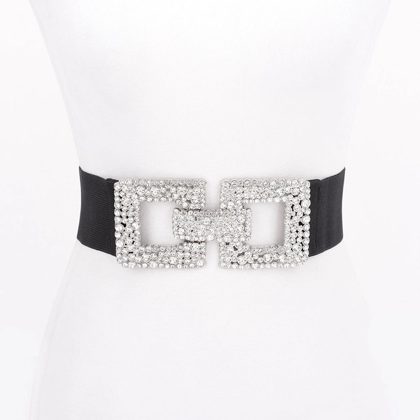 Rhinestone Bucket Elastic Belt