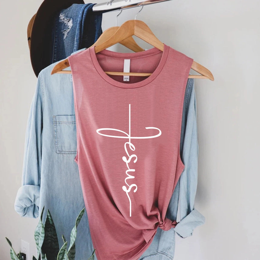 Jesus Cross Graphic Tank Top