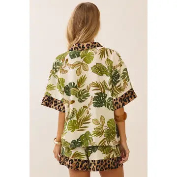 Leo Tropical Button Up Top