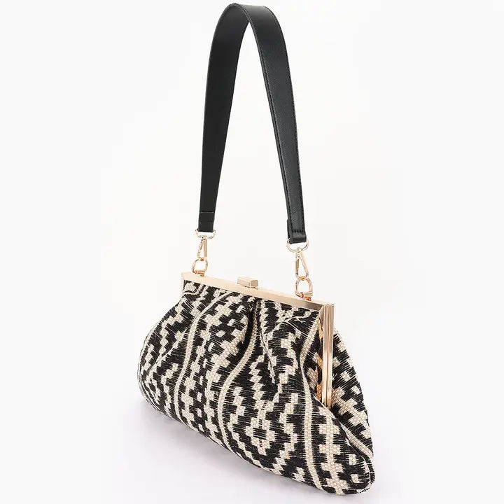 Straw Metal Frame Tote Bag