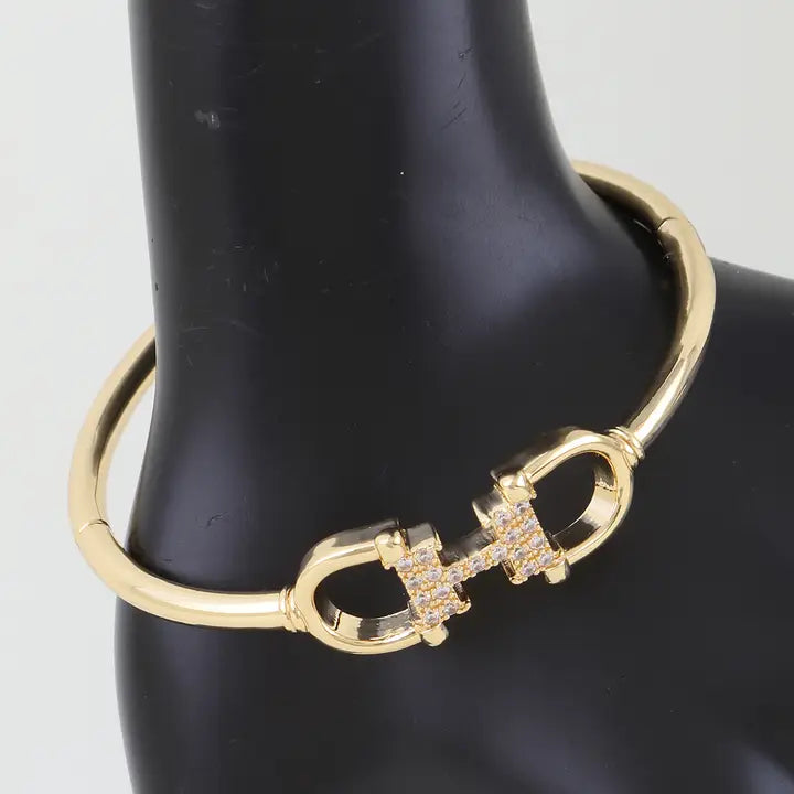 Jeweled Horse Shoe Link Chain Bracelet