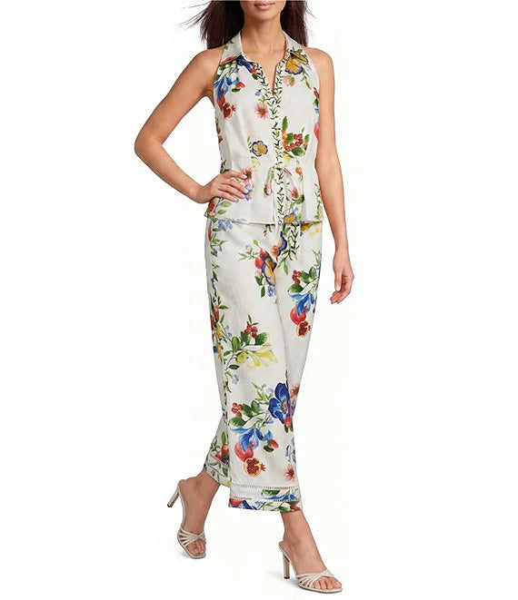 Pomegranate Wide Leg Pants w/ Belt