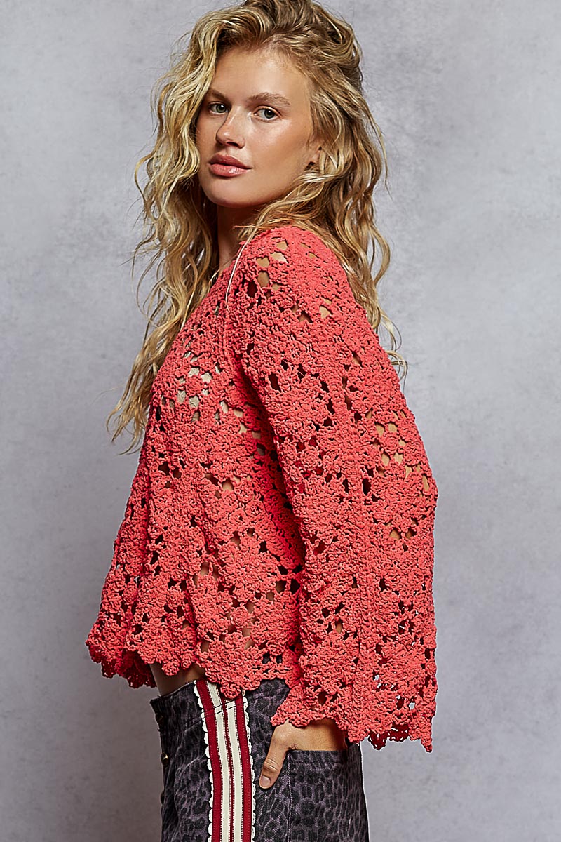 Boho Crochet Chenille Knit Top