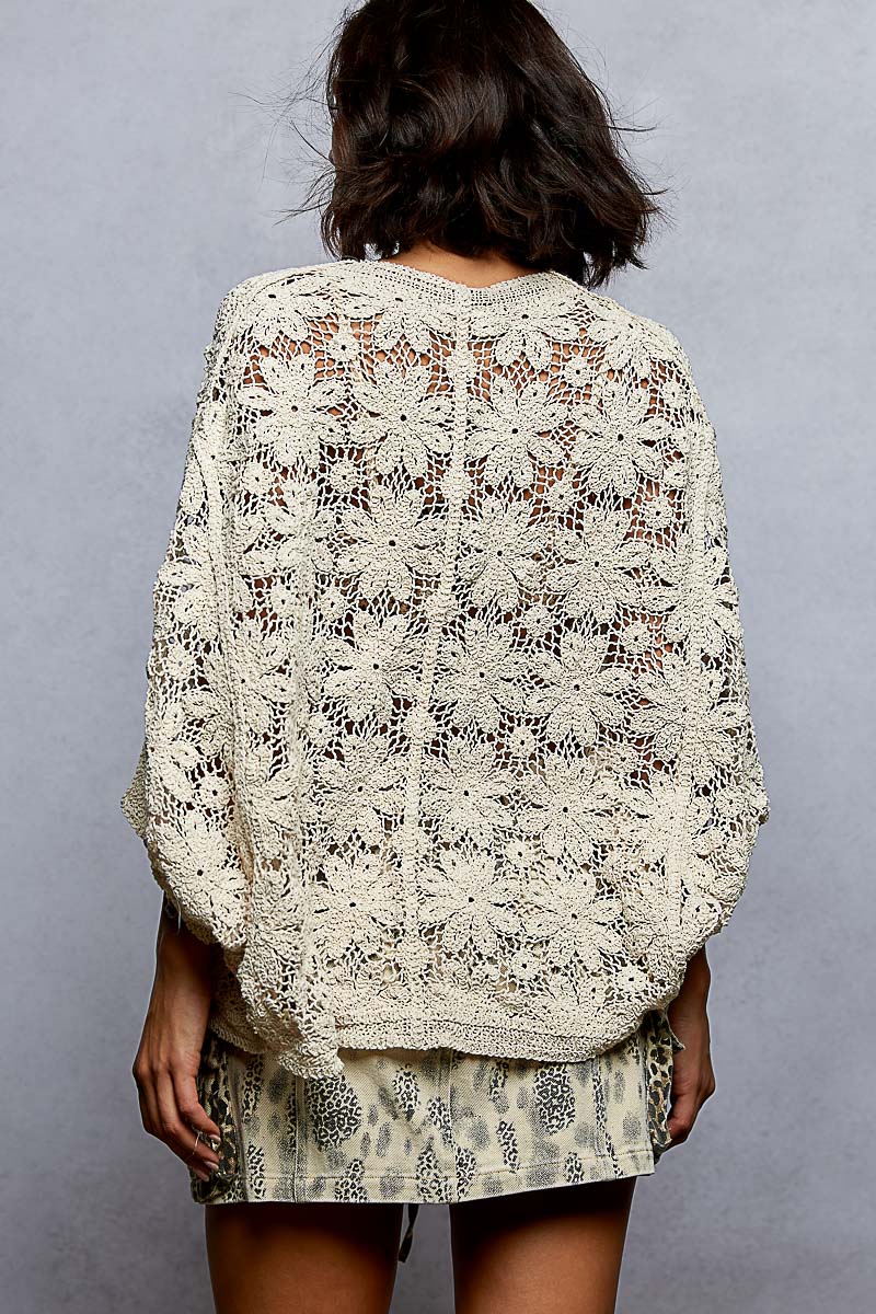 Crochet V Neck Cardigan