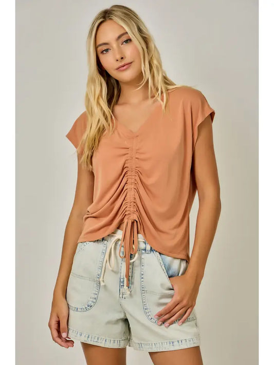 Front Ruched Tie Top