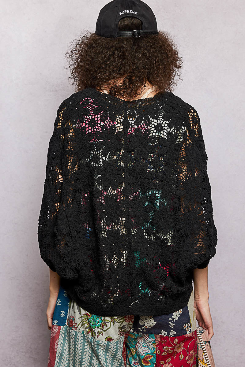 Crochet V Neck Cardigan