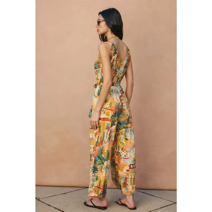 Button Down Sash Belt Jumpsuit