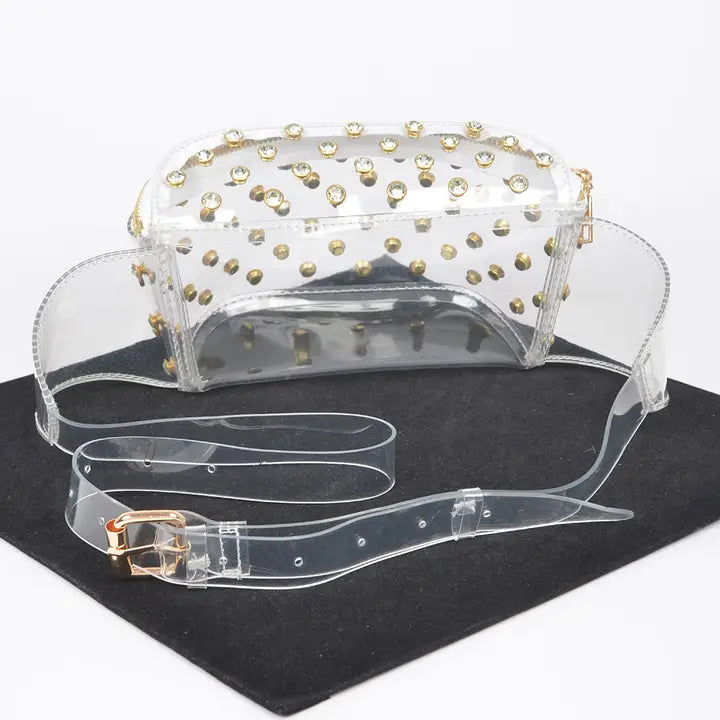 Clear Rhinestone Studded Fanny Pack