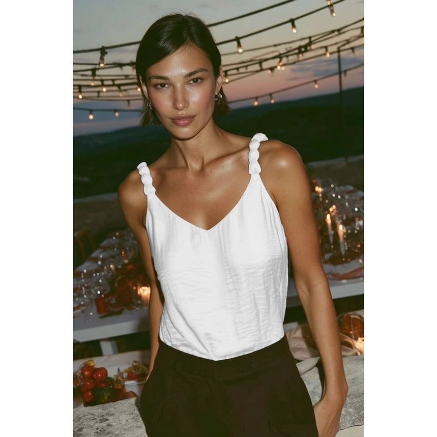 V Neck Accent Strap Top