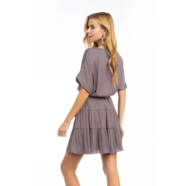 Short Sleeve Tiered Mini Dress