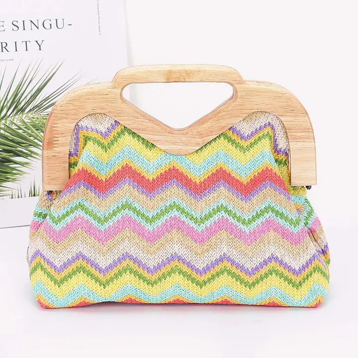 Chevron Chic Wood Frame Clutch