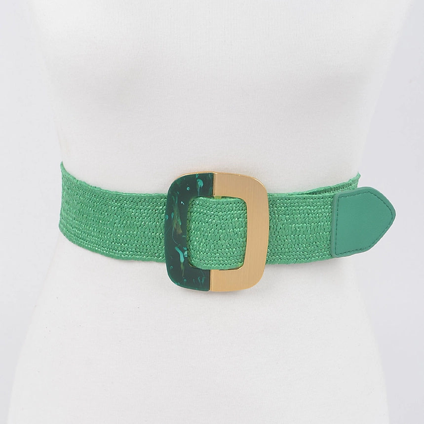 Square Metal Buckle Stretch Belt