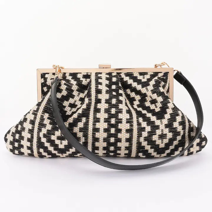 Straw Metal Frame Tote Bag