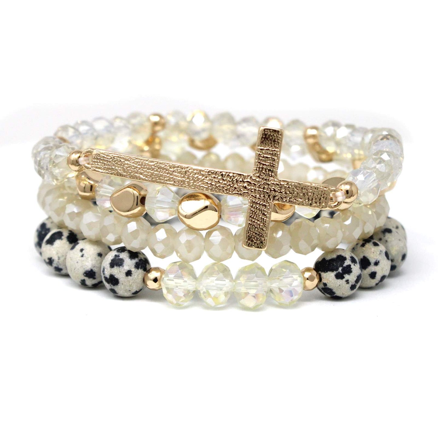 Stone Beads Cross Bracelet