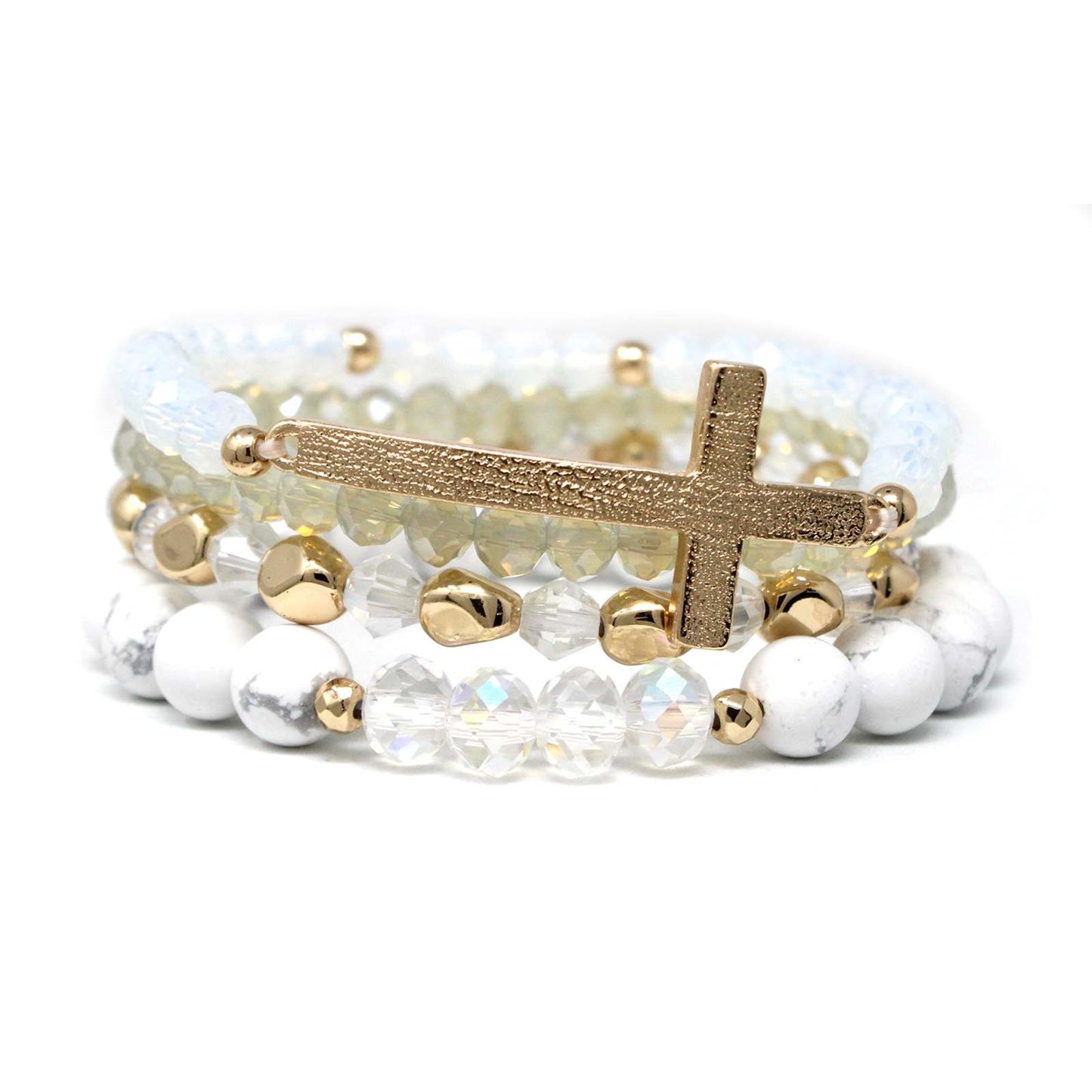 Stone Beads Cross Bracelet