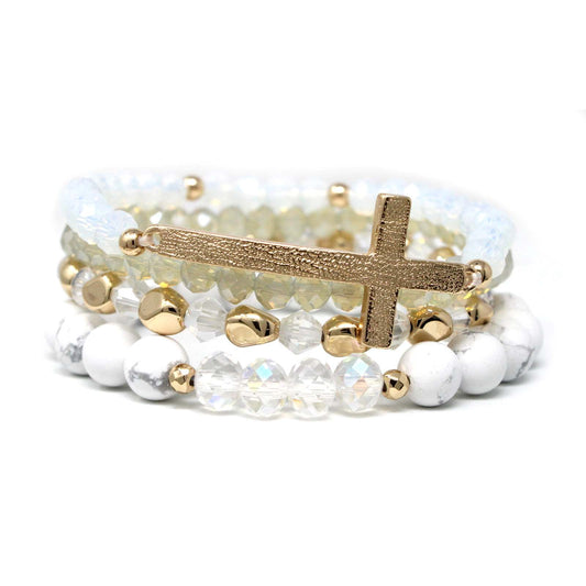 Stone Beads Cross Bracelet