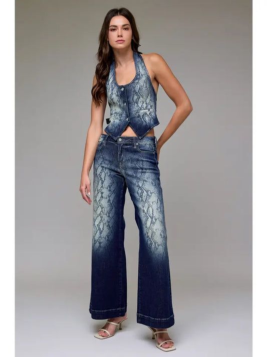 Snake Print Stretch Bodycon Top