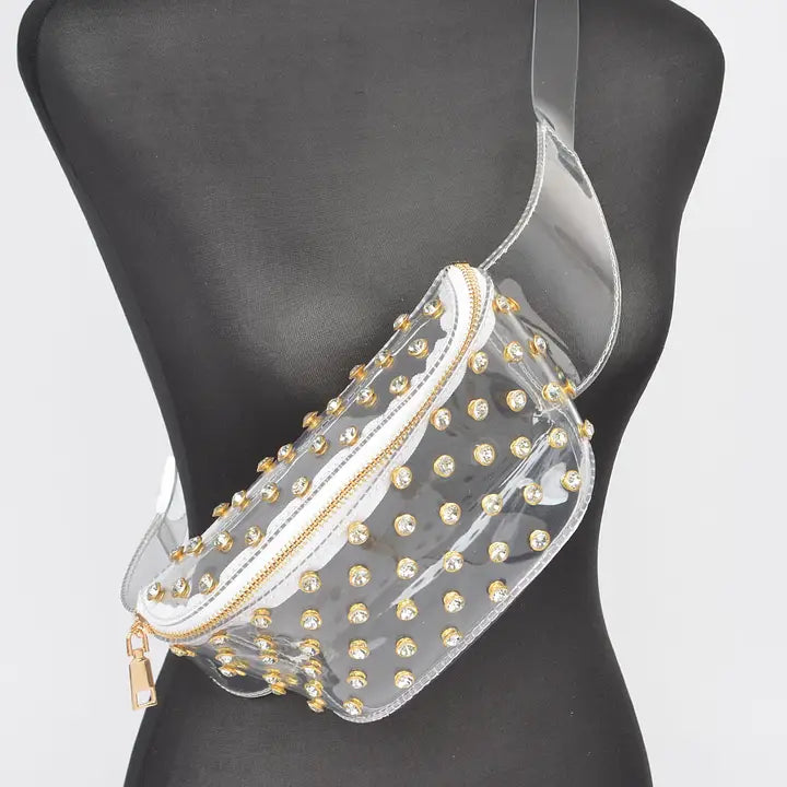 Clear Rhinestone Studded Fanny Pack