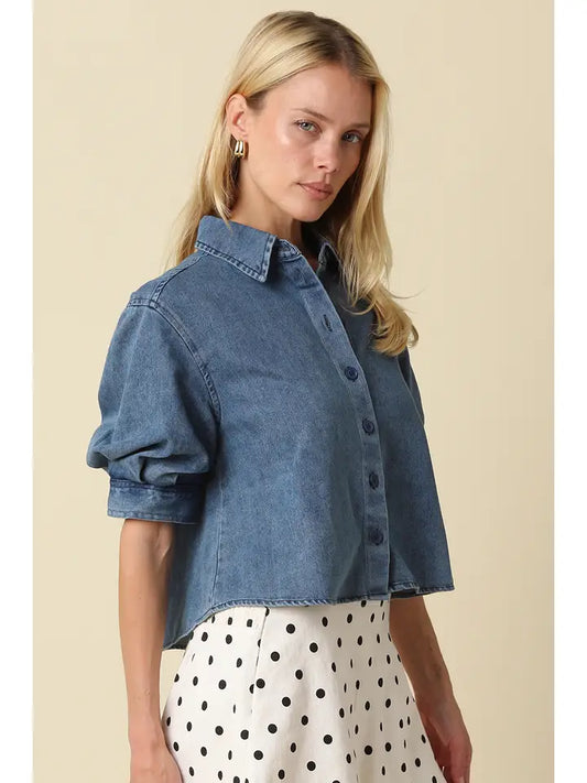 Leanna Cropped Denim Shirt