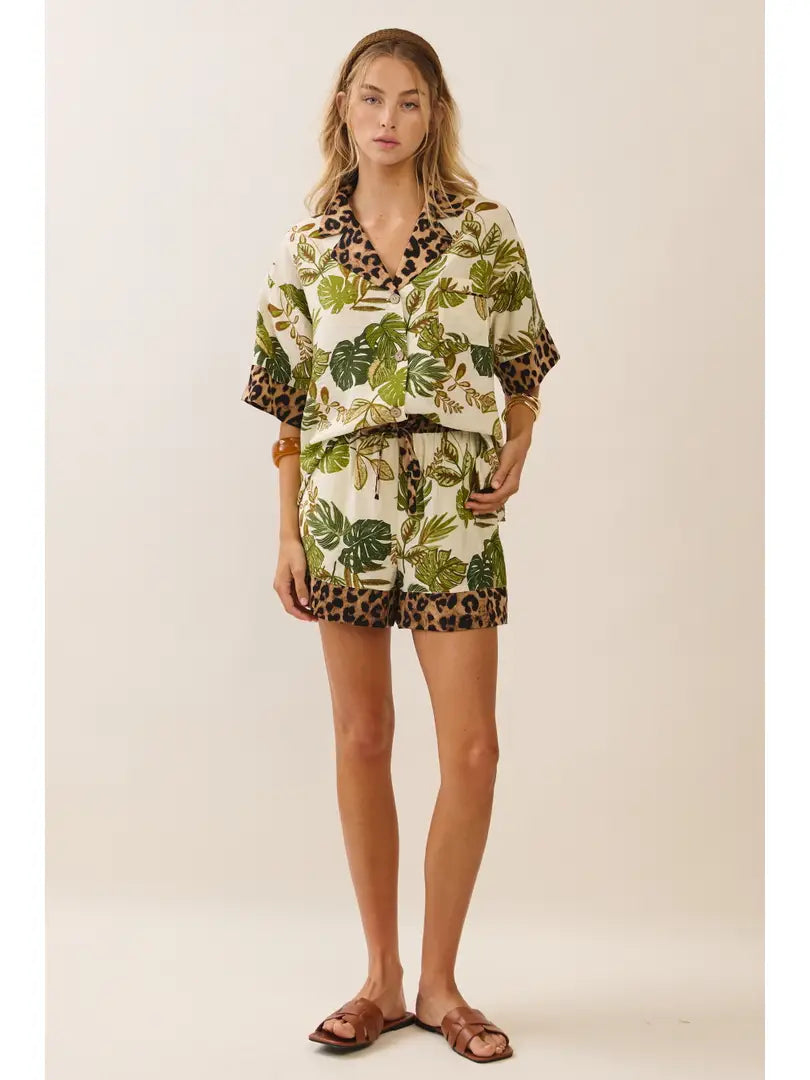 Leo Tropical Button Up Top