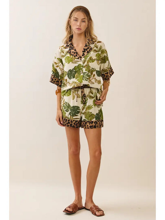 Leo Tropical Button Up Top