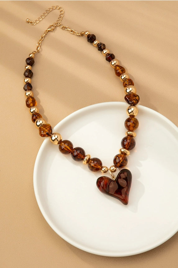 Chunky Beaded Charm Necklace