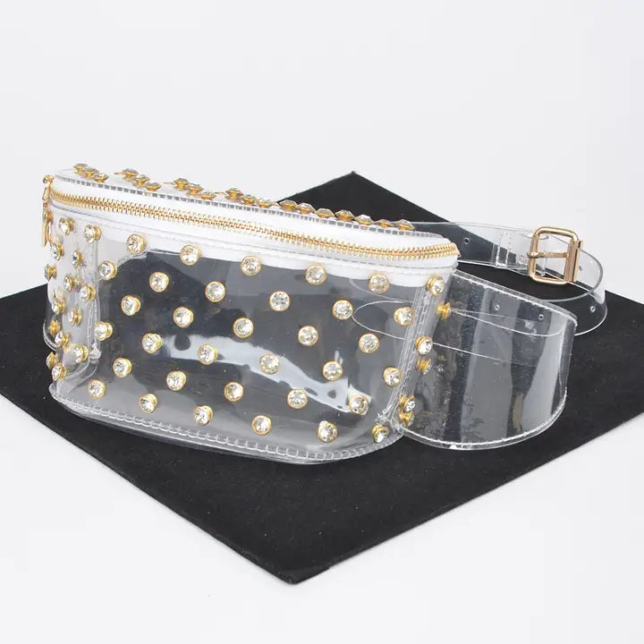 Clear Rhinestone Studded Fanny Pack