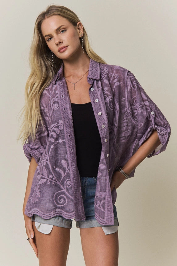 Gauzy Button Down Top