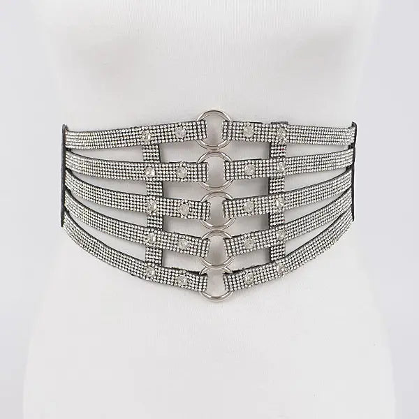 Wide Rhinestone Waist Belt