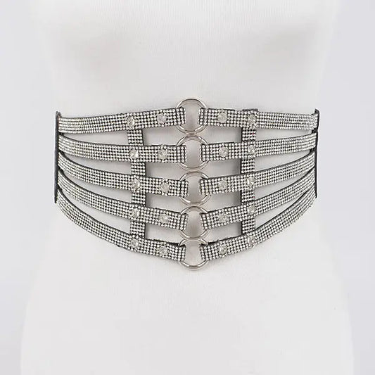Wide Rhinestone Waist Belt