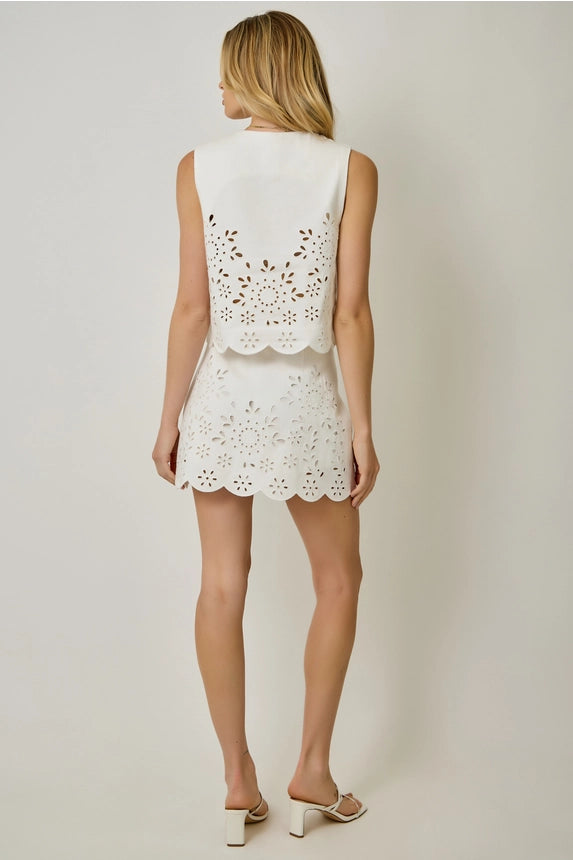 Acid Washed Eyelet Vest