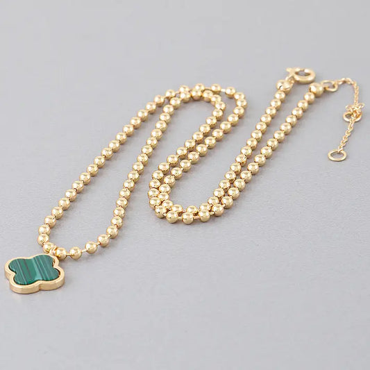 Modern Clover Charm Beaded Necklace