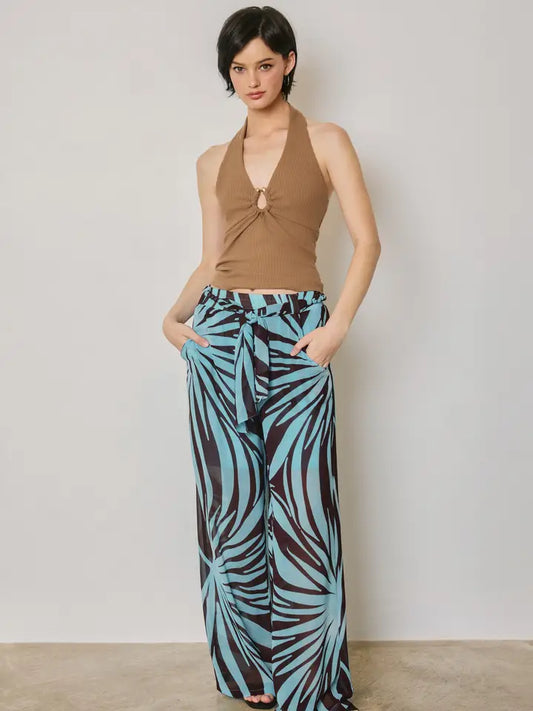 Plunging Gold Trim Halter Top