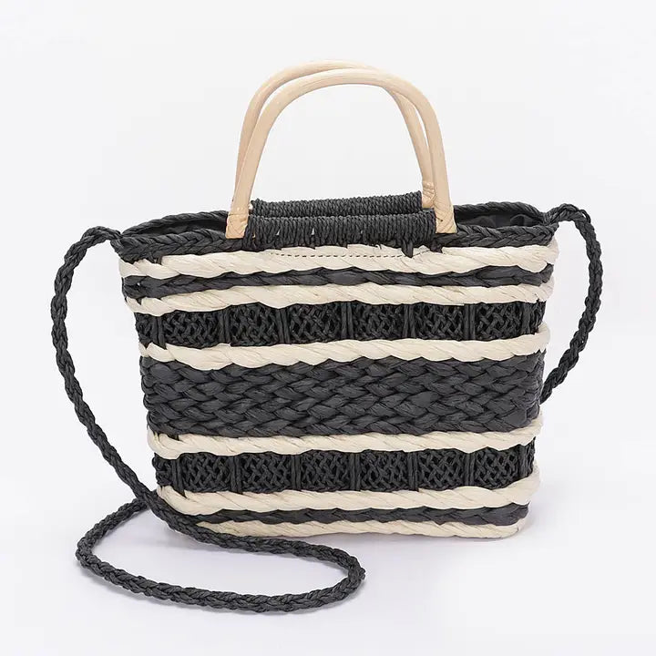Straw Two Tone Tote Bag