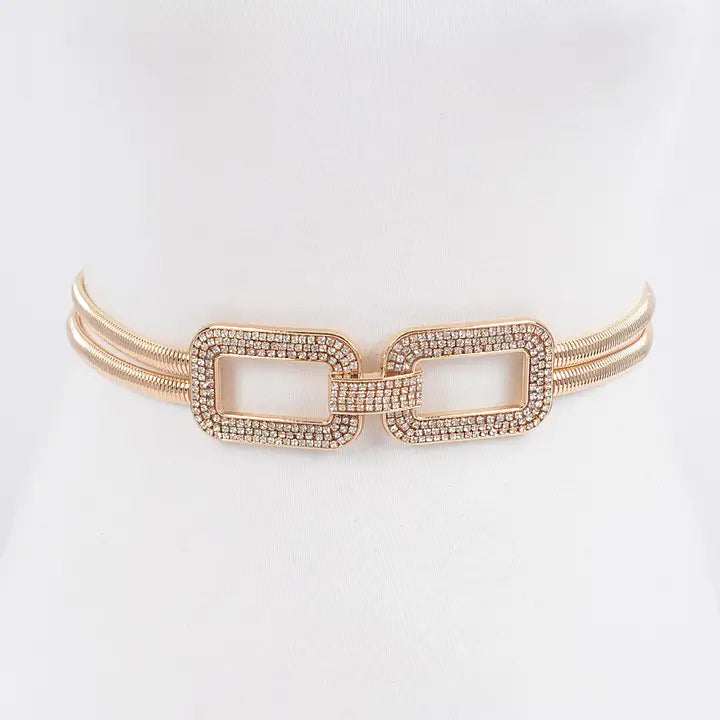 Rhinestone Metal Stretch Belt