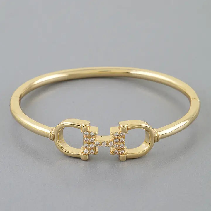 Jeweled Horse Shoe Link Chain Bracelet