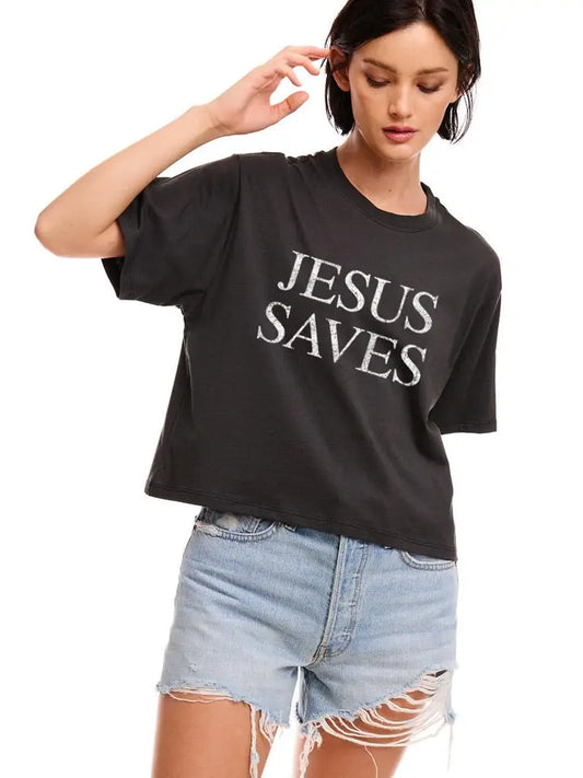 Jesus Saves Faux Crop Tee