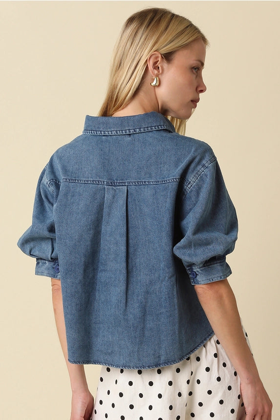 Leanna Cropped Denim Shirt