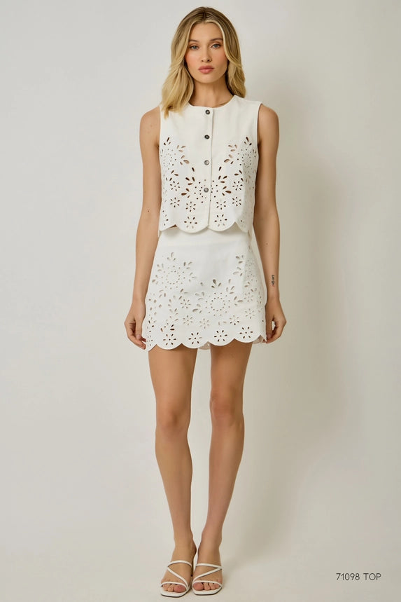 Acid Washed Eyelet Vest